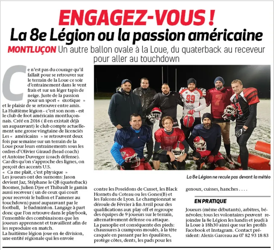 La Huitième Légion Football Américain Montluçon