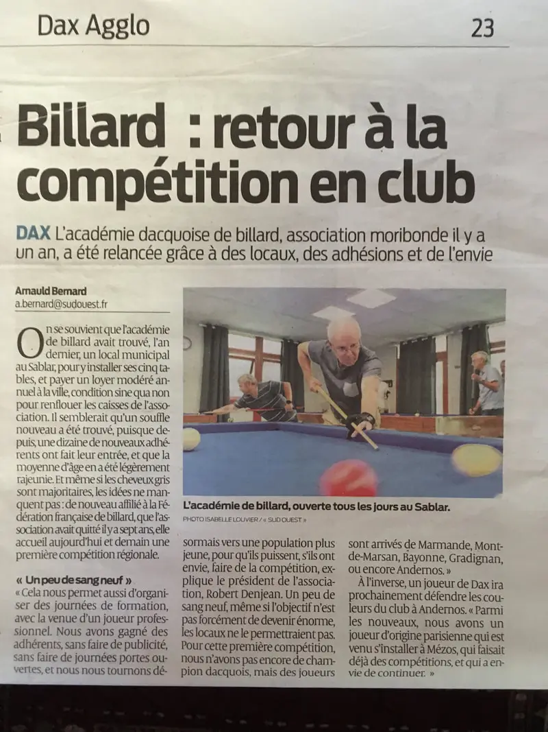 Académie Dacquoise De Billards