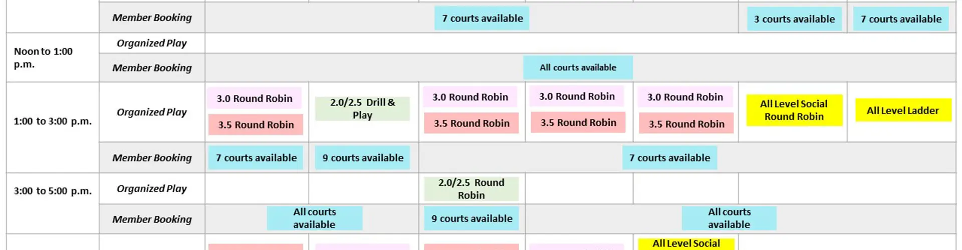 Valleystream Pickleball Club 2024 Schedule of Events