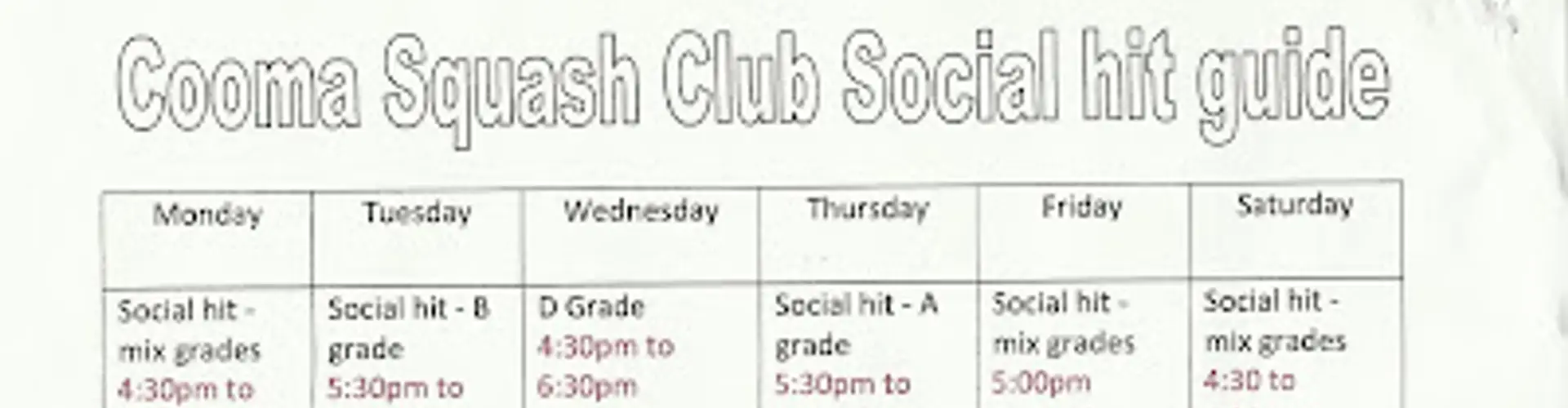 Cooma Squash Club Sponsorship