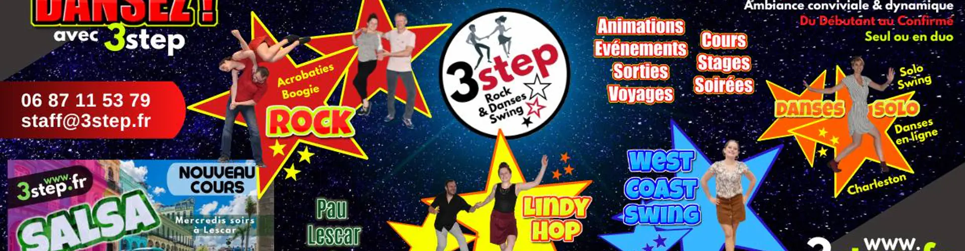 3step - Cours De Rock, Danses Solo, Lindy Hop, Reggaeton Et Sbk