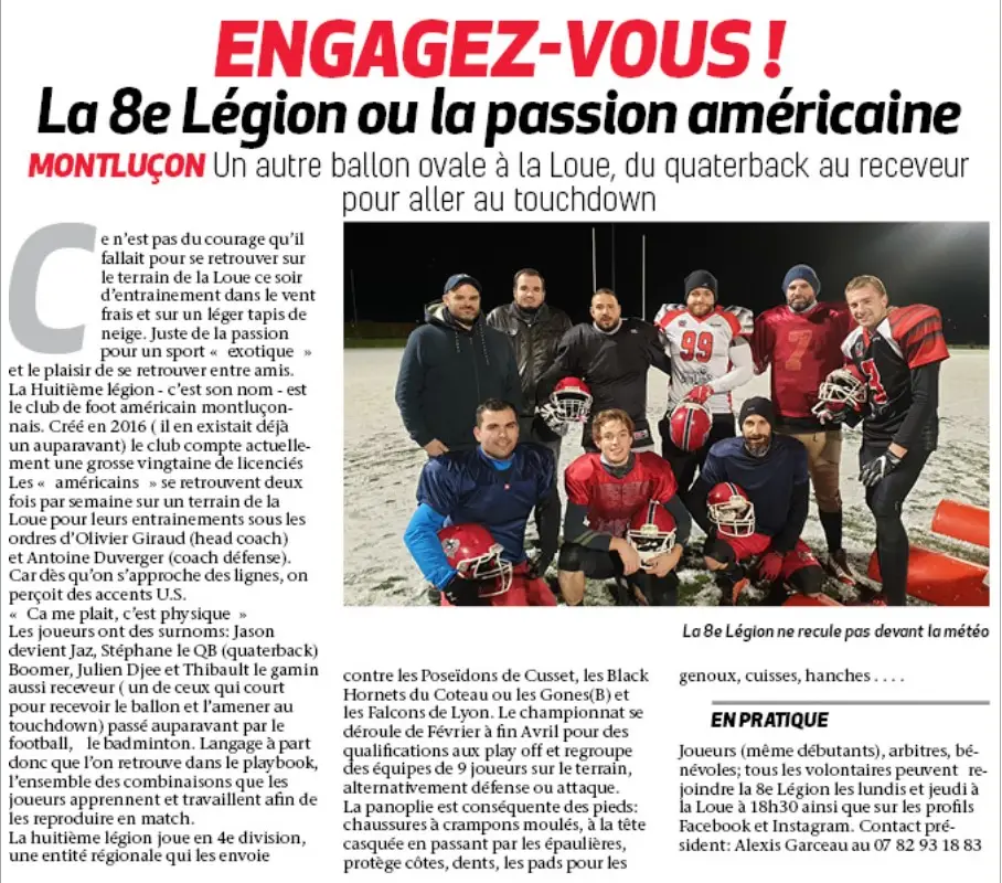 La Huitième Légion Football Américain Montluçon