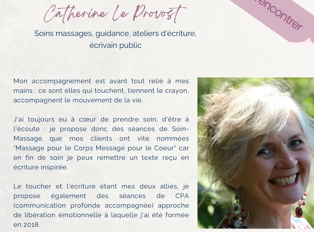 Catherine Le Provost - Soin Massage / Praticienne CPA/ ECRIVAIN PUBLIC
