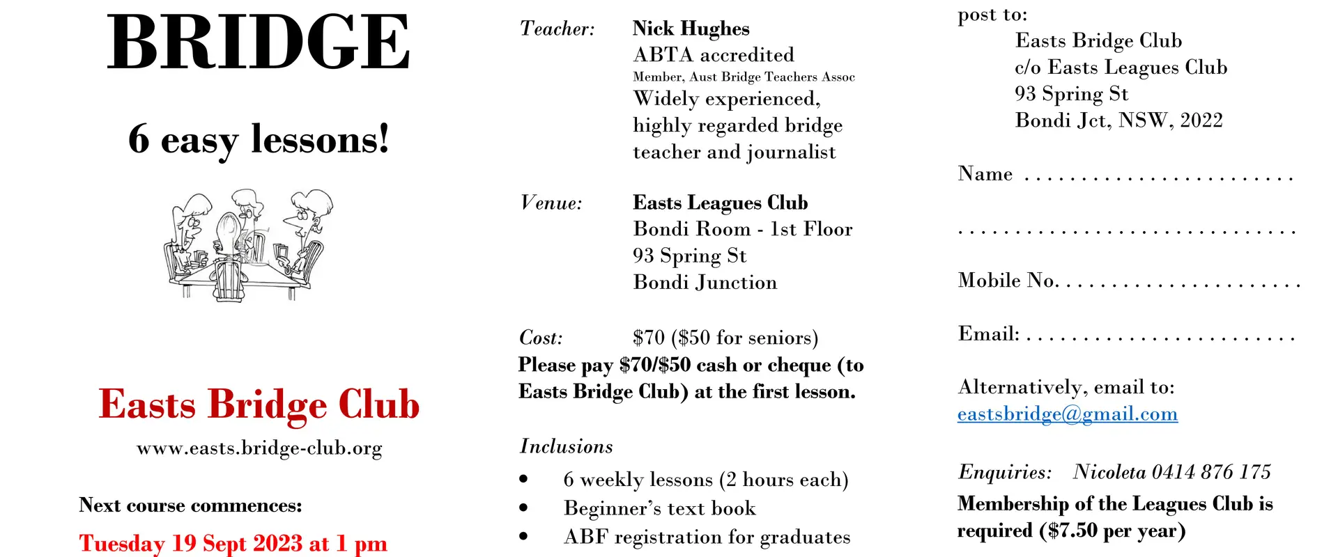 Easts Bridge Club