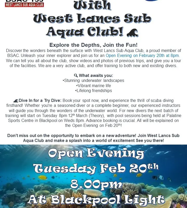 West Lancashire Sub Aqua Club 60 Years of Scuba Instruction