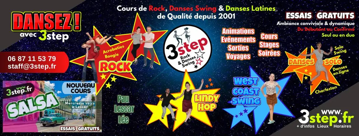 3step - Cours De Rock, Danses Solo, Lindy Hop, Reggaeton Et Sbk