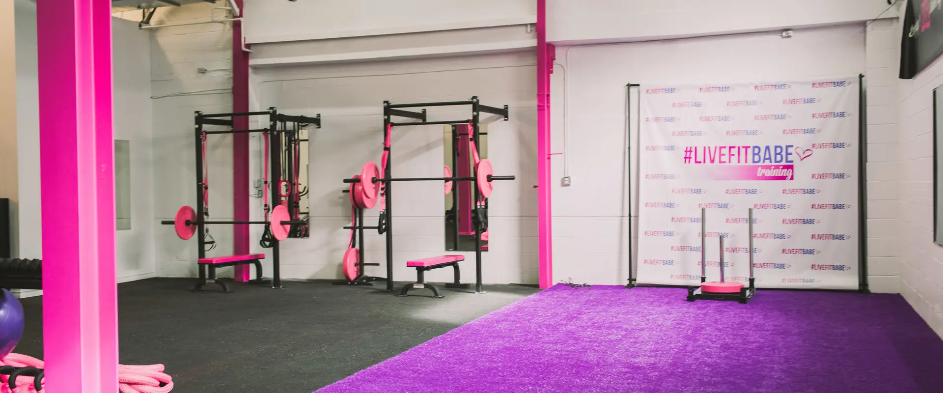 #LiveFitBabe Training | Bad A$$ Women's Gym | Pink & Purple Bootcamp Studio