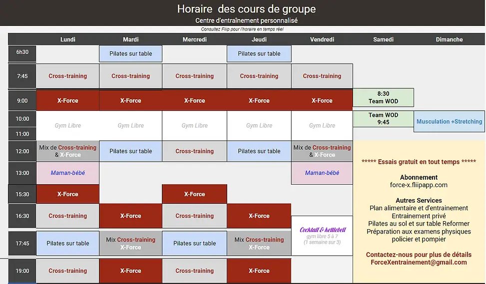 Force X Entrainement Fonctionnel et Pilates