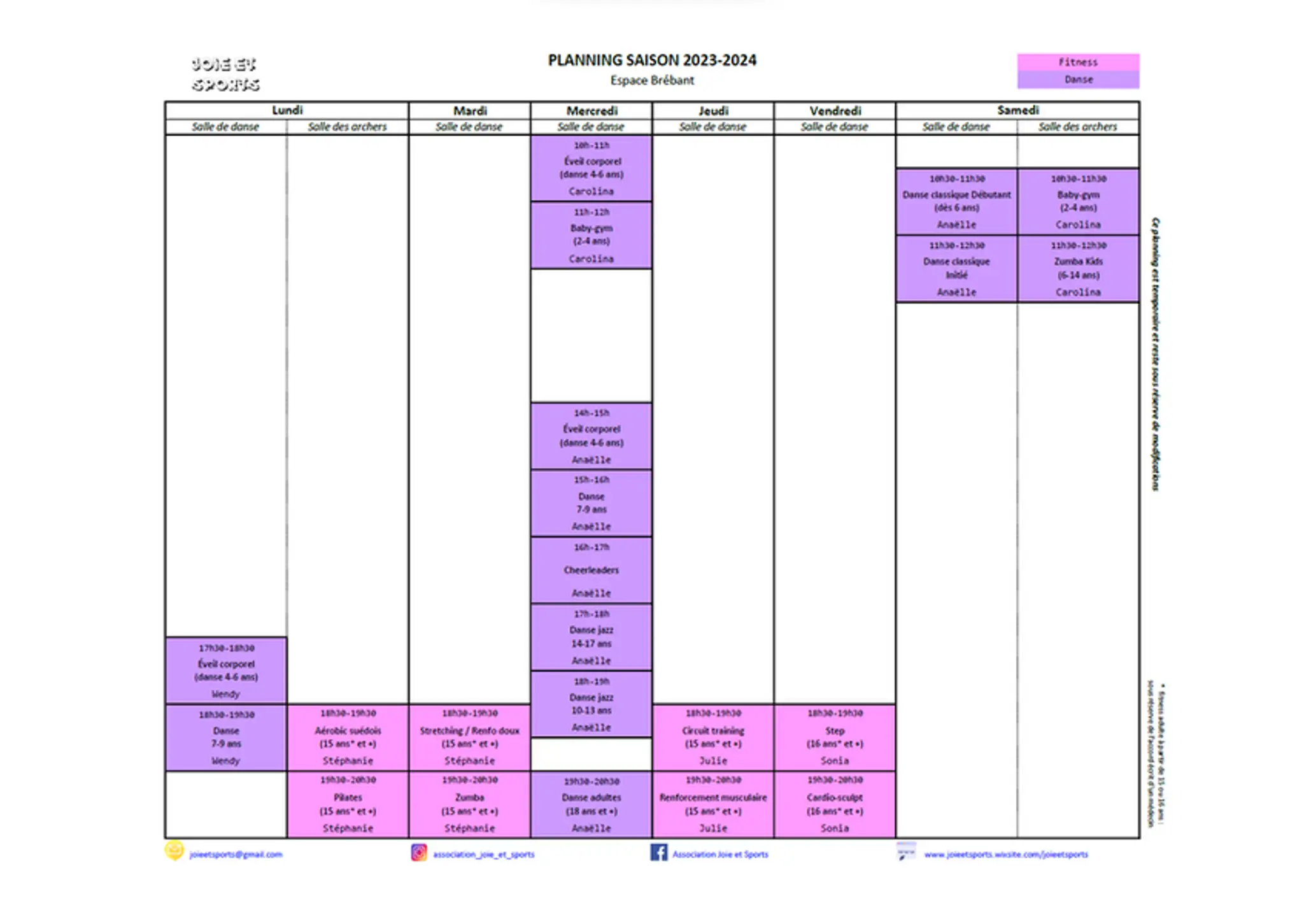 Joie et Sports – Danse et Fitness