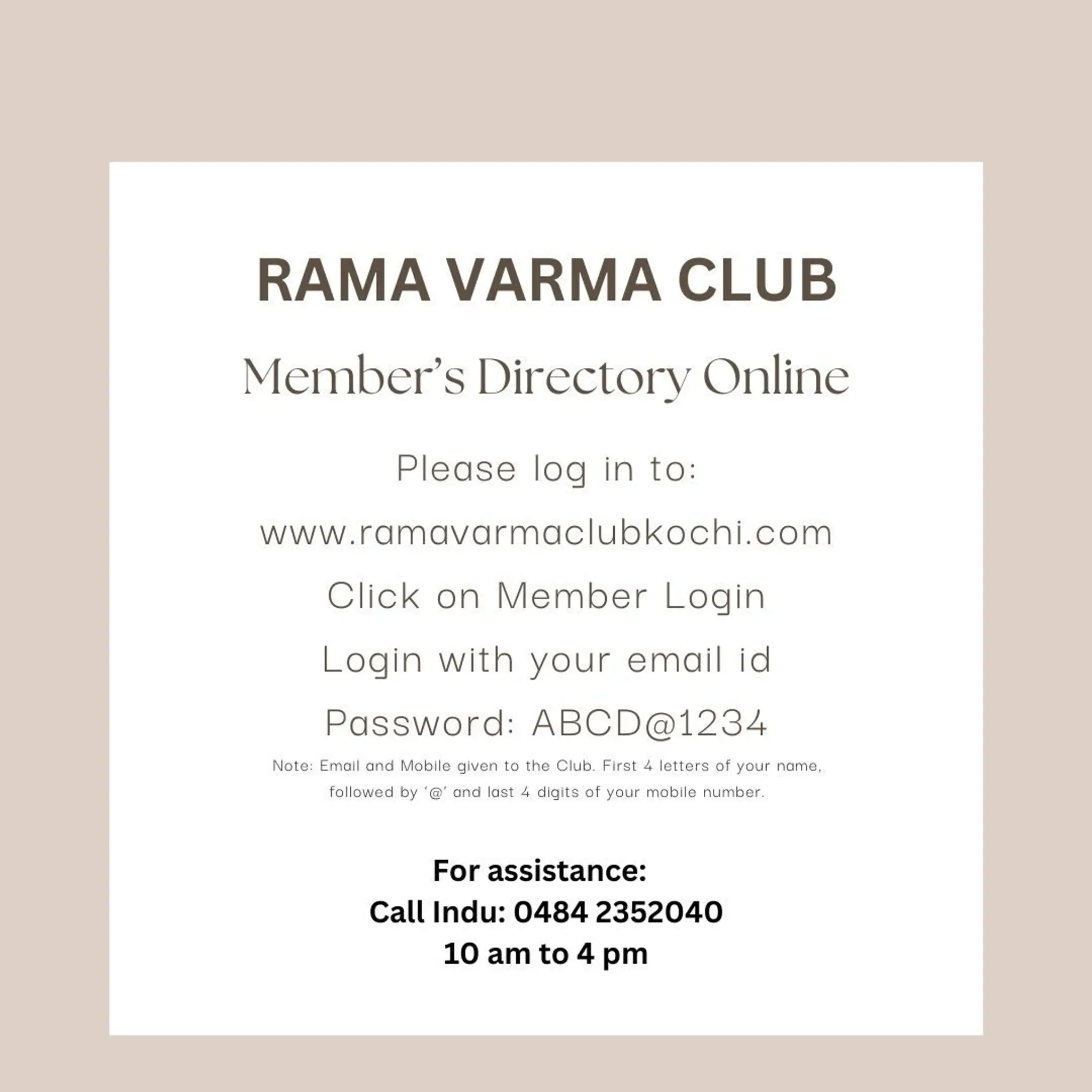 Rama Varma Club, Ernakulam