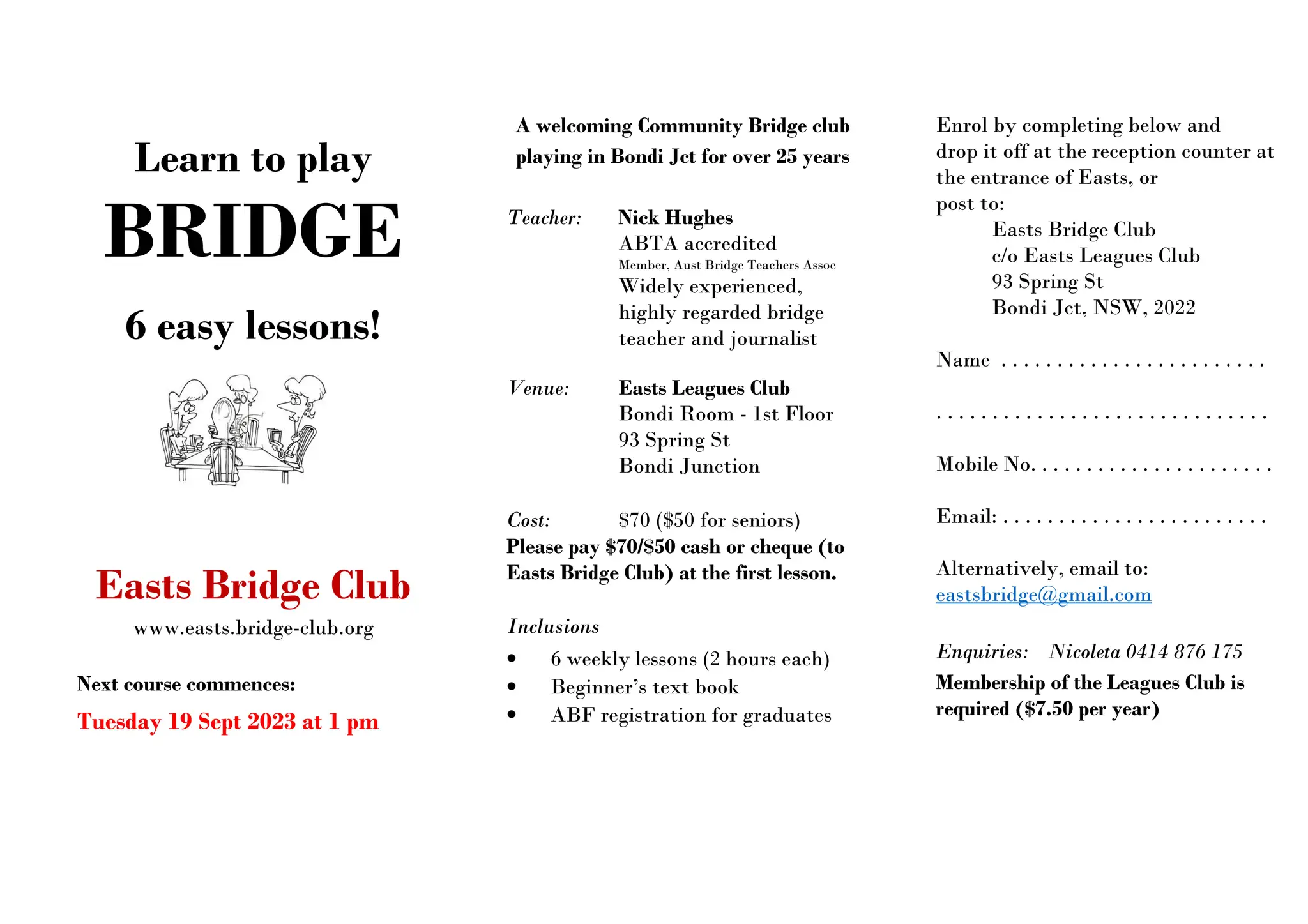 Easts Bridge Club