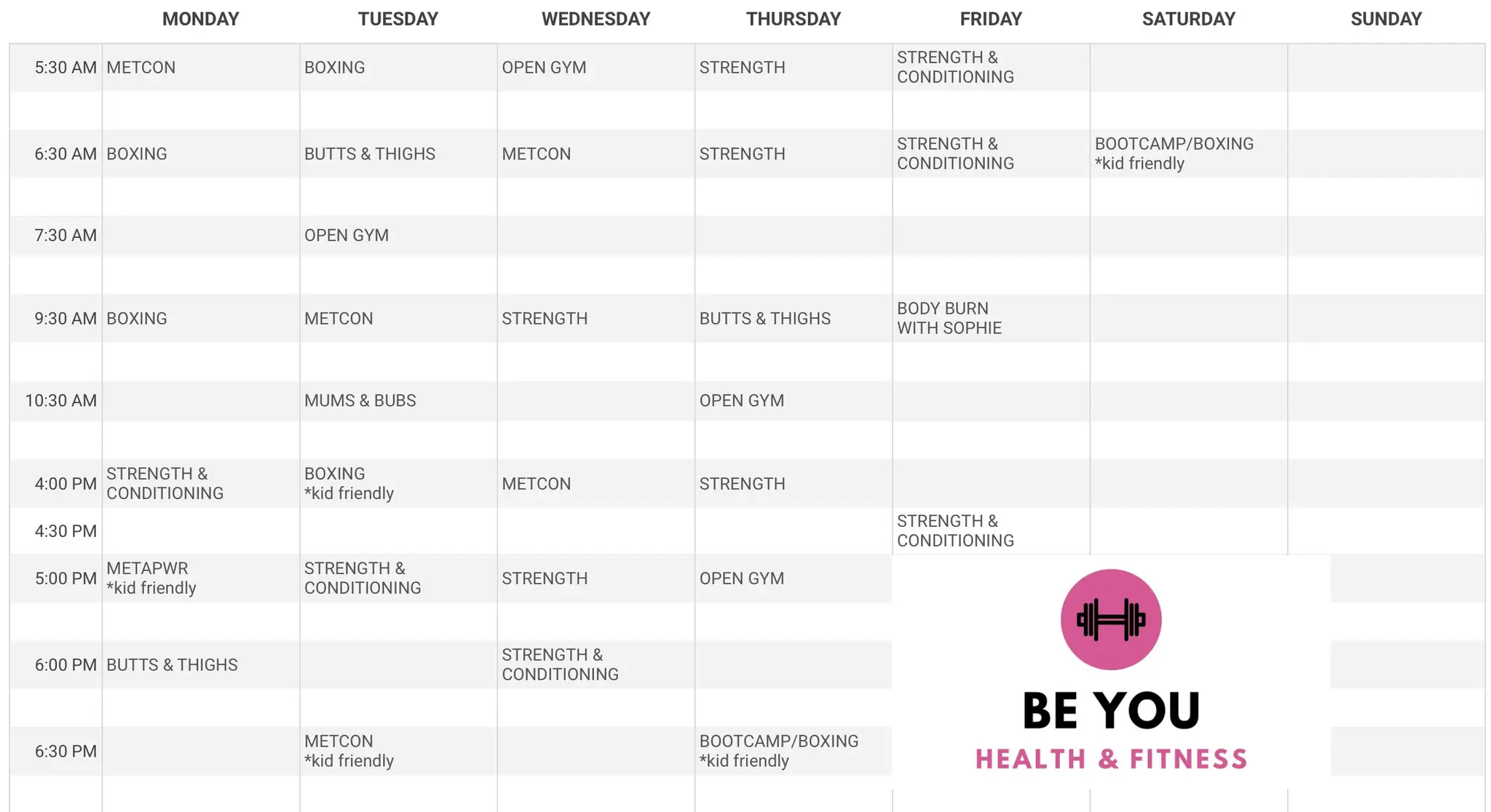 BE YOU Health and Fitness