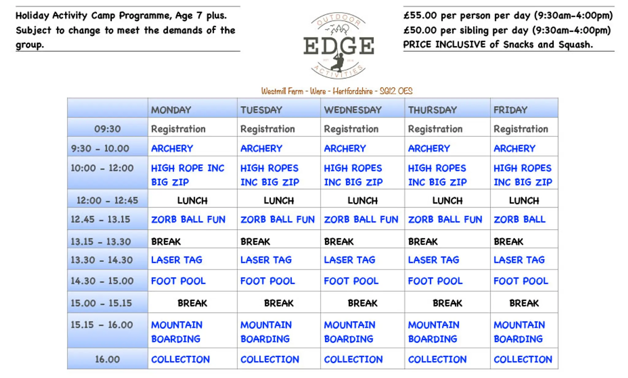 The Edge Outdoor Activities Limited