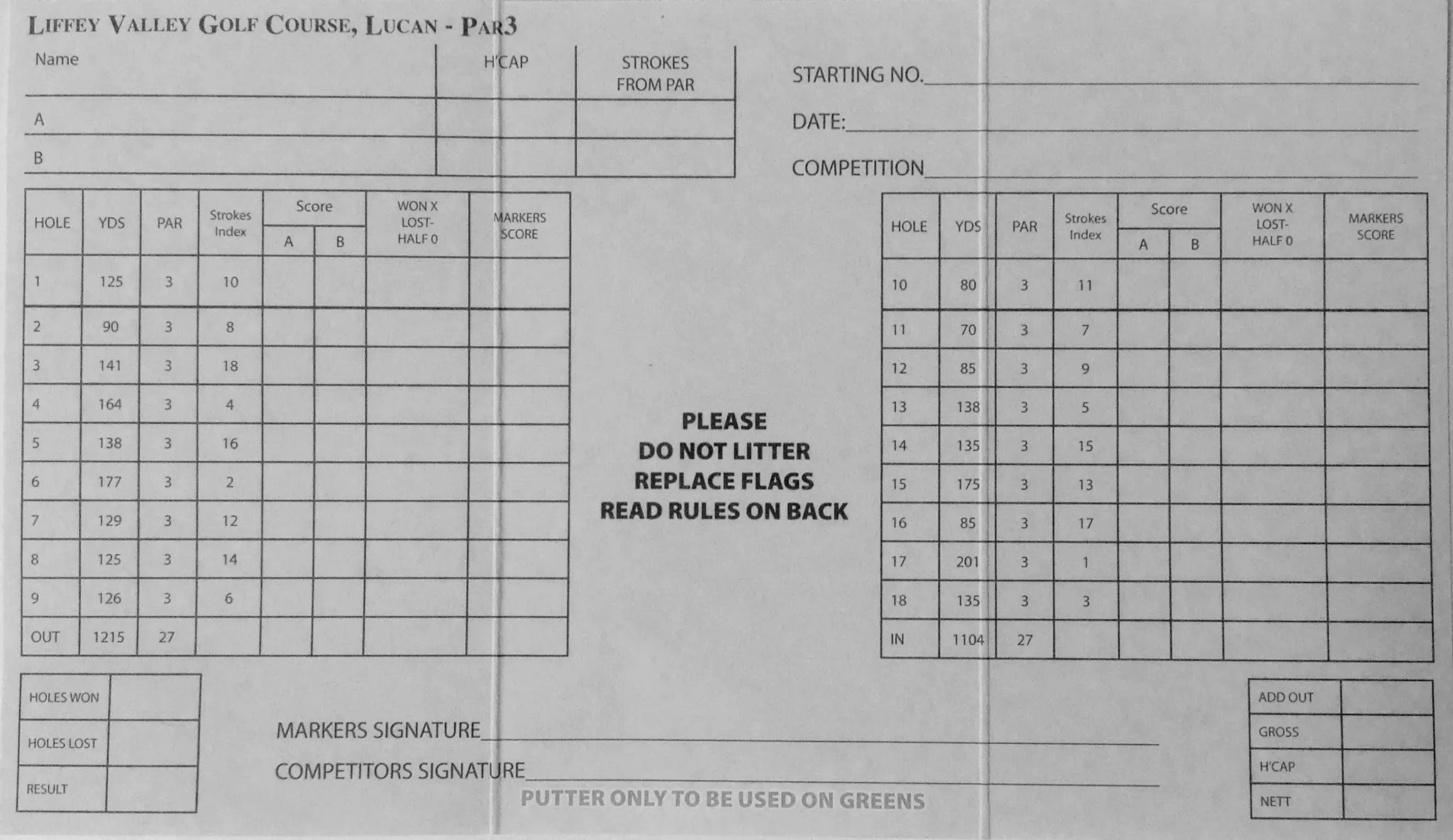 Liffey Valley Par 3 Golf