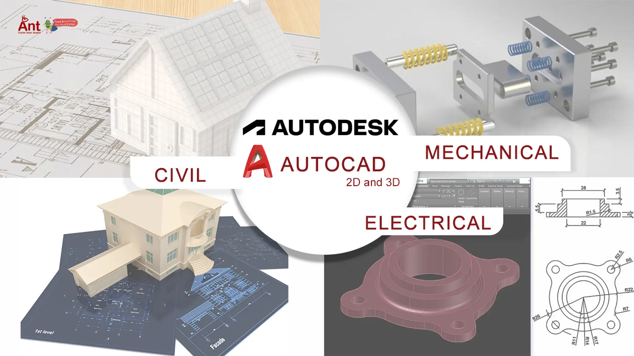 Ant Creative Career Academy - AutoCAD, Tally prime, SAP, Creo, CAD, CATIA, REVIT , C, C++, Editing