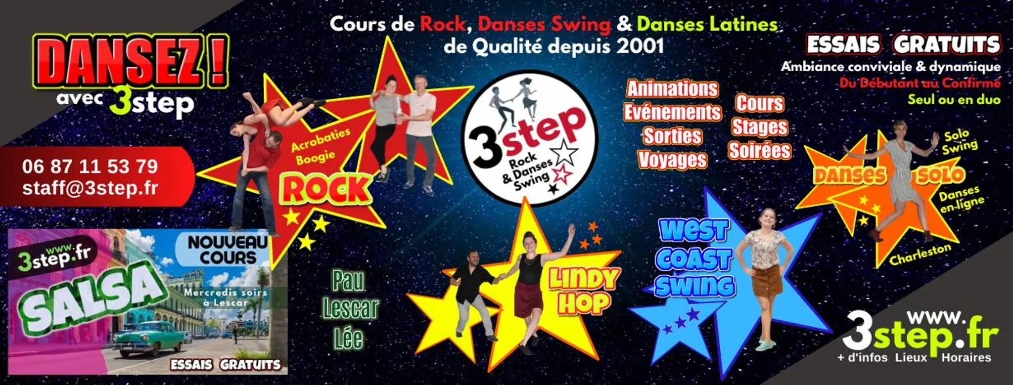 3step - Cours De Rock, Danses Solo, Lindy Hop, Reggaeton Et Sbk