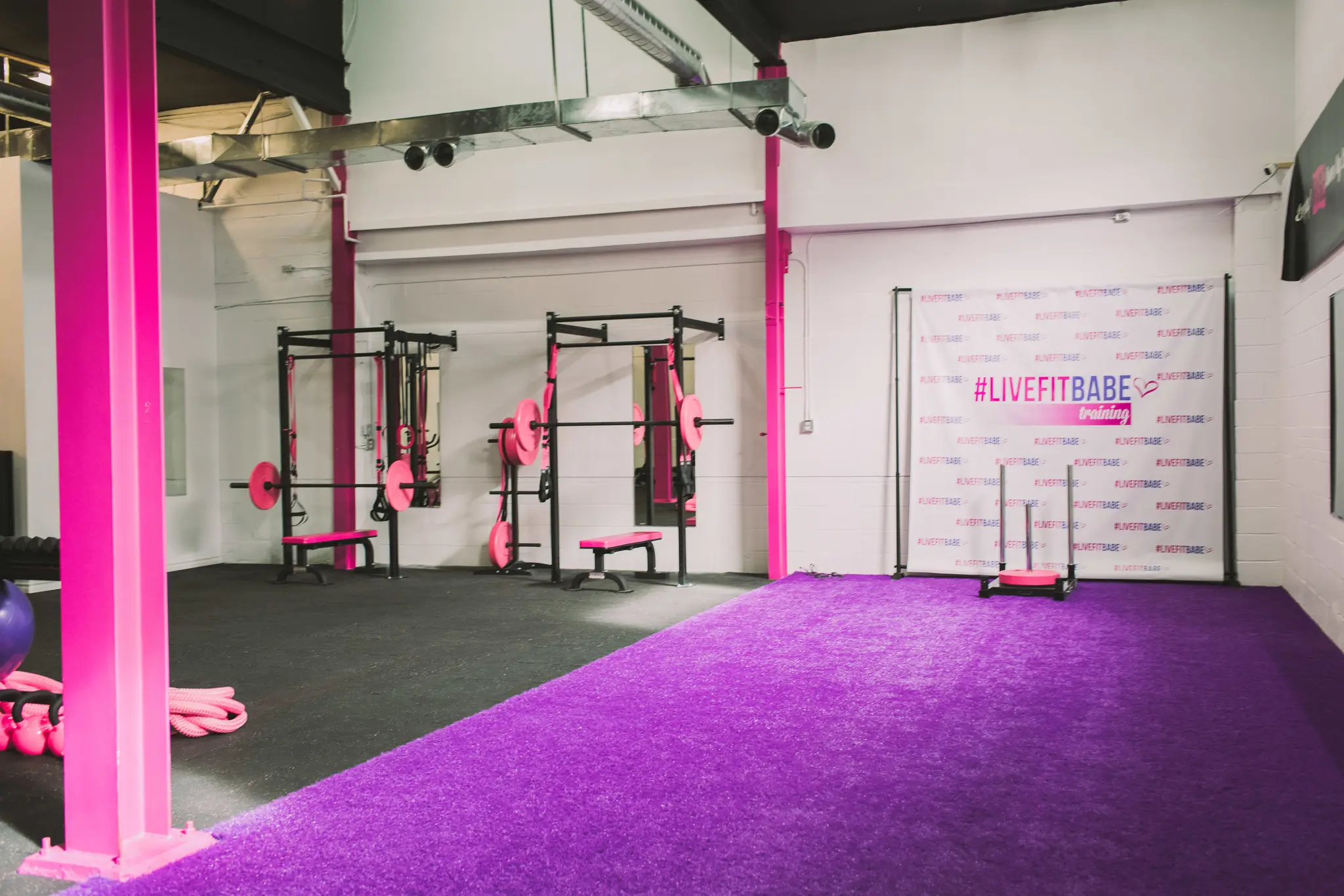 #LiveFitBabe Training | Bad A$$ Women's Gym | Pink & Purple Bootcamp Studio