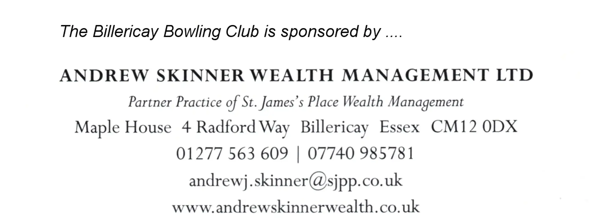 Billericay Bowling Club at Lake Meadows