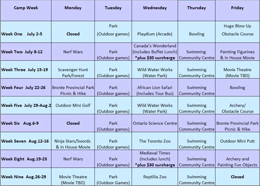 Summer Camps at Ridgeway Location