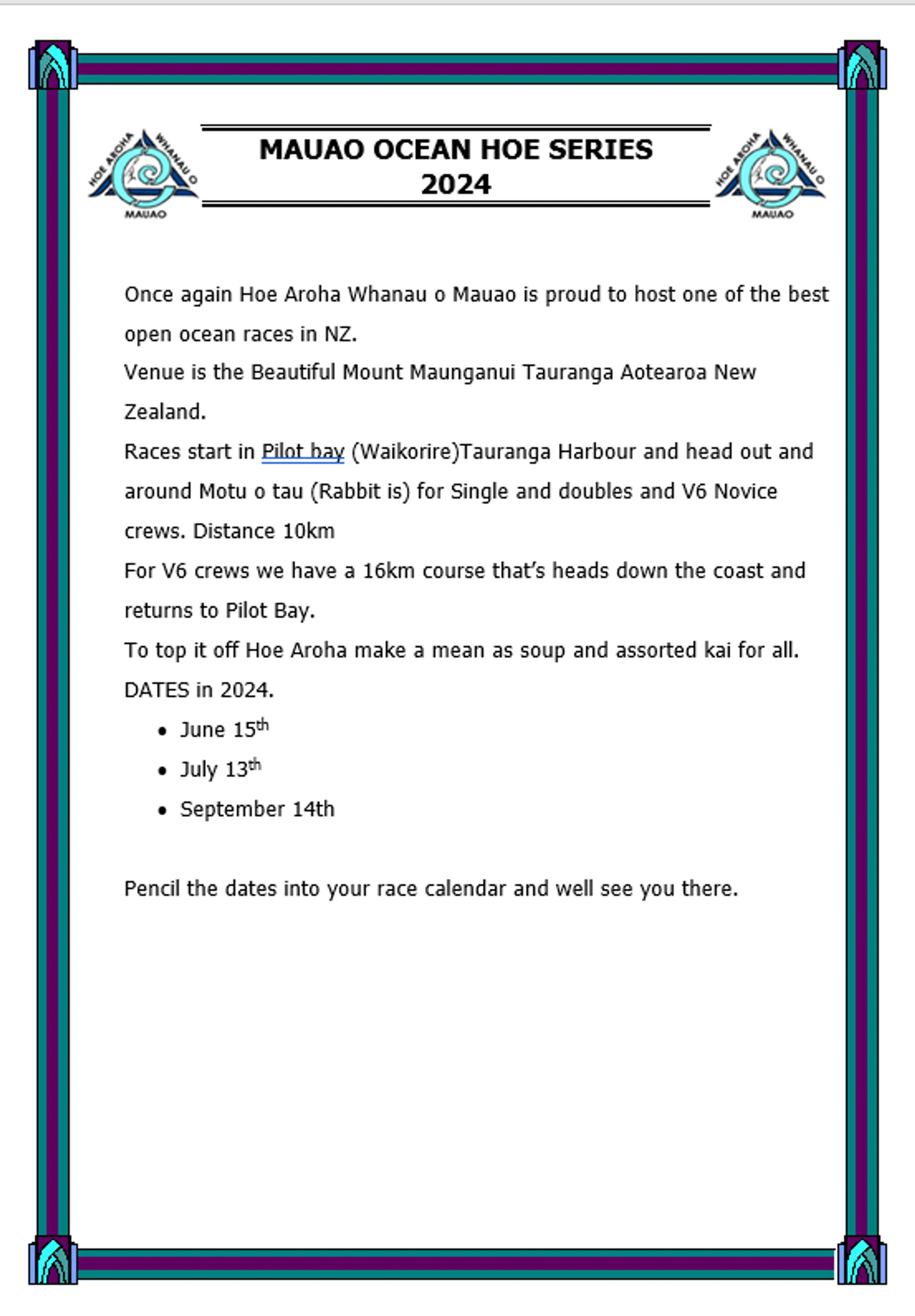 Mauao Ocean Hoe Series - Race 3