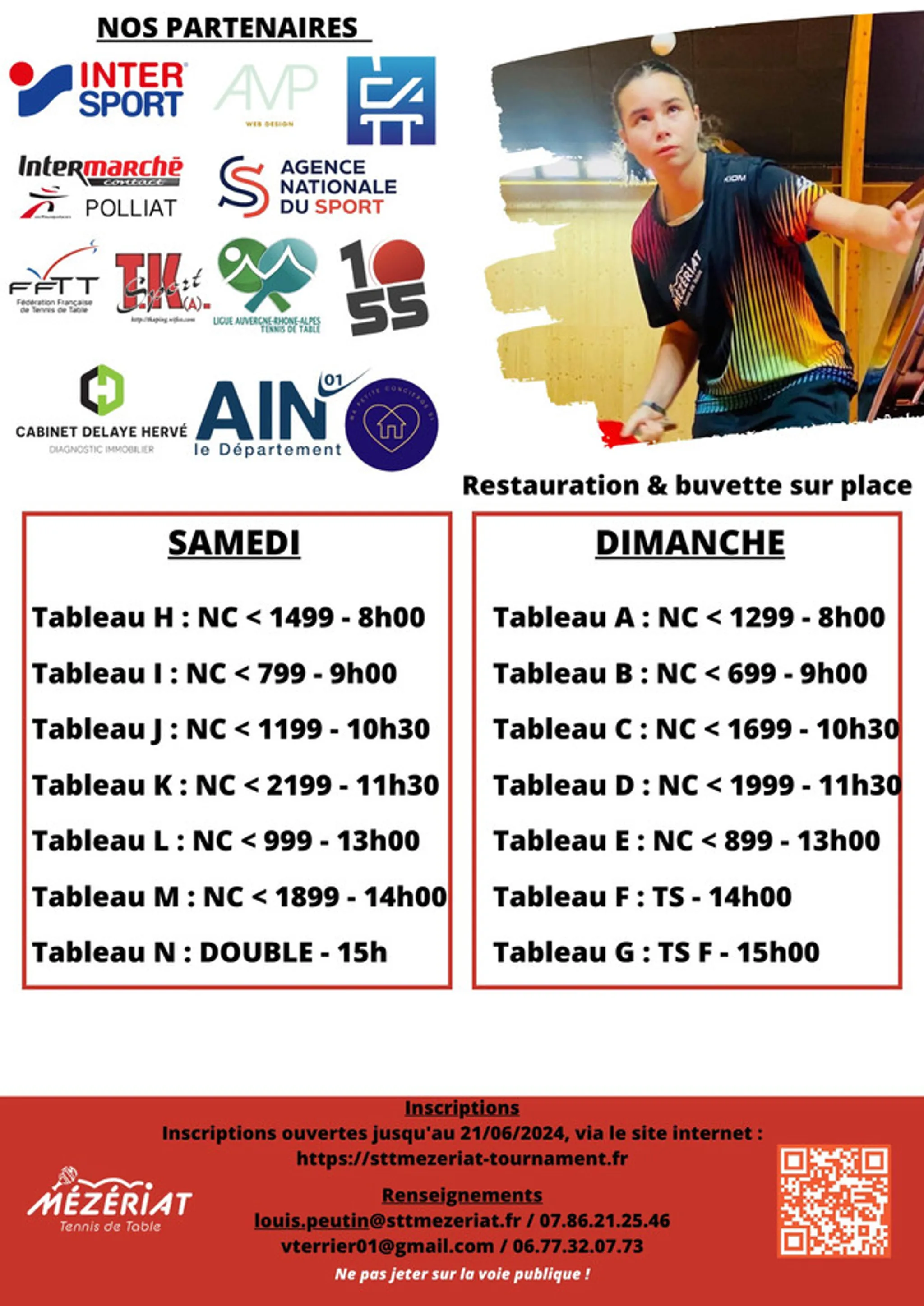 Tournoi régionaux - TOURNOI NATIONAL B - TENNIS DE TABLE DE MÉZÉRIAT