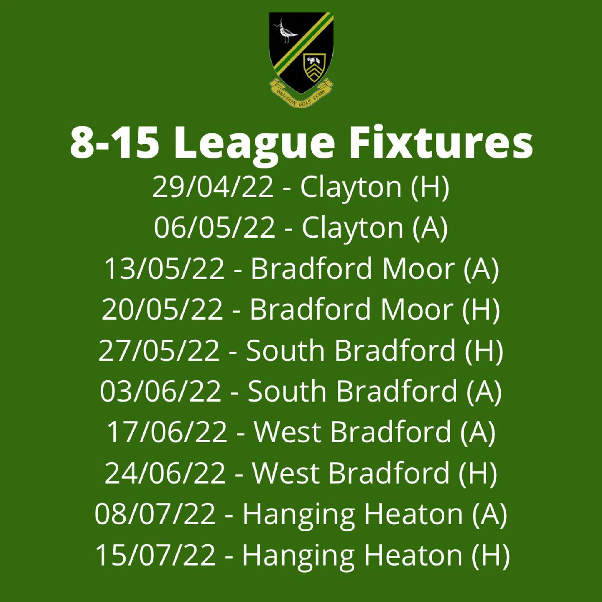 Baildon Scratch Team Fixtures