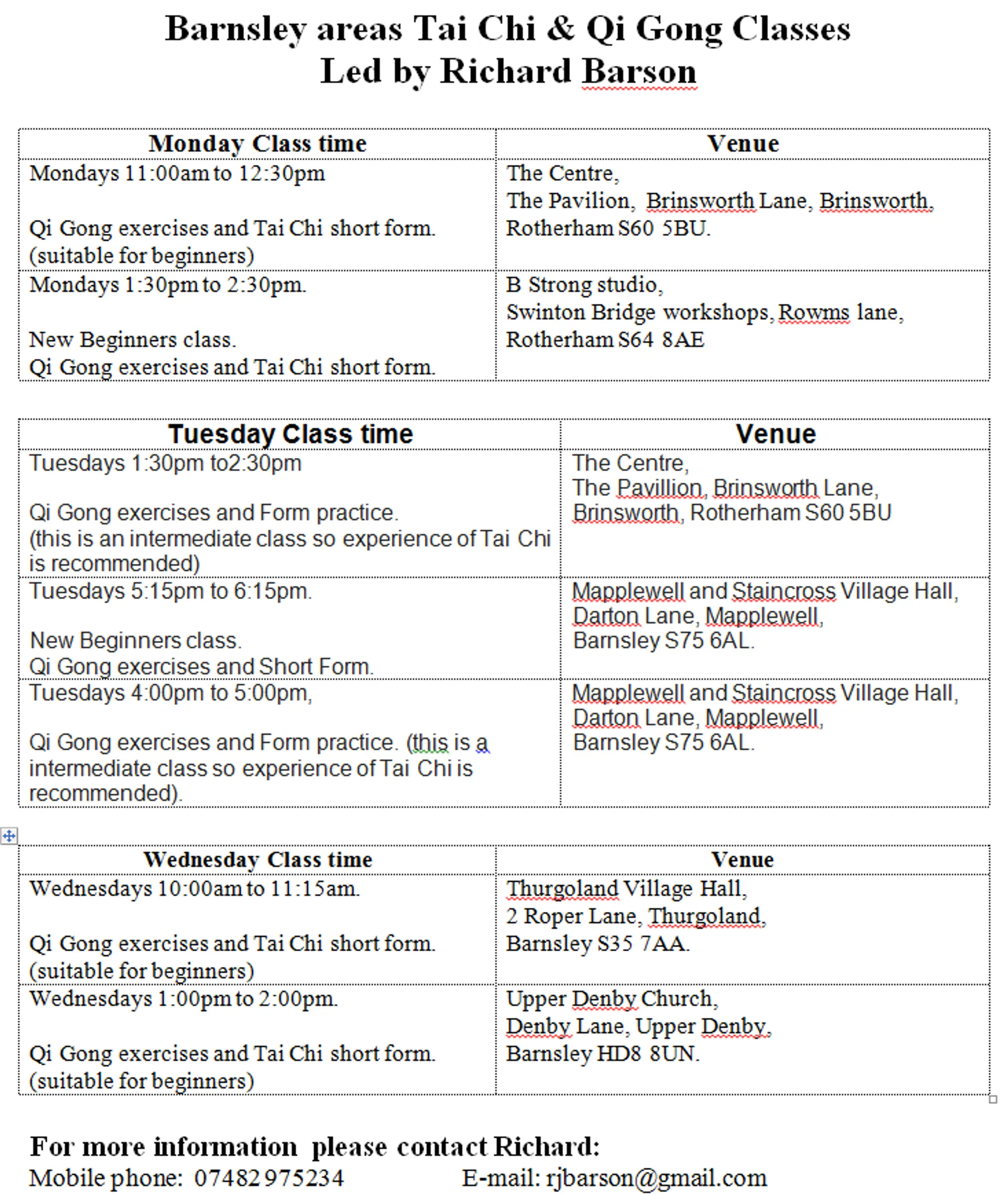 Yinghua Wu Tai Chi Quan School