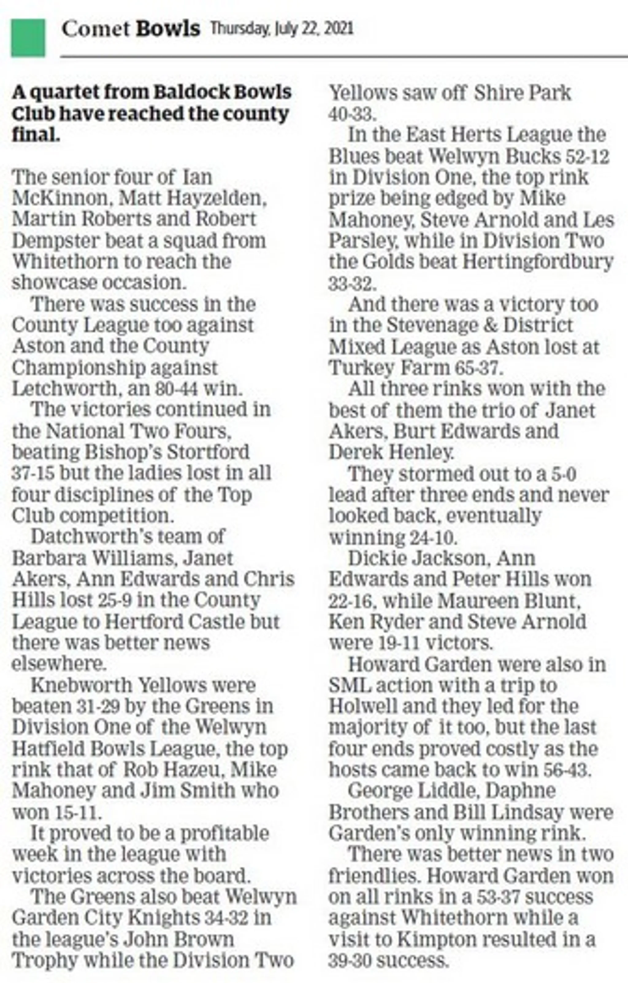 Baldock Town Bowls Club