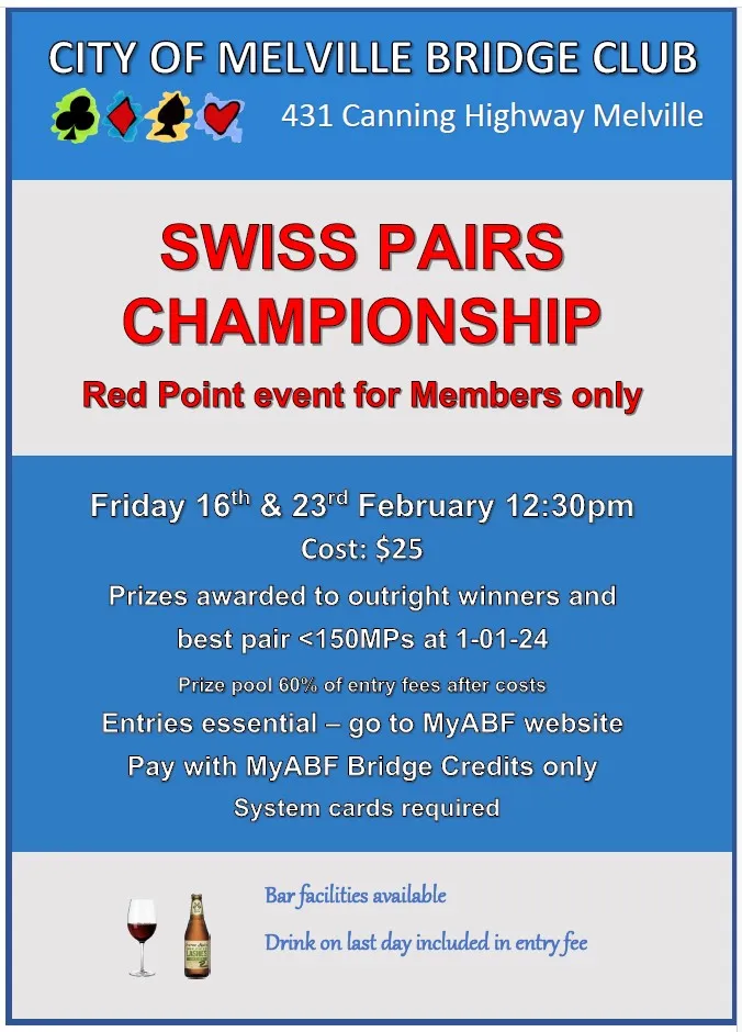 MEMBERS ONLY SWISS PAIRS CHAMPIONSHIP MEMBERS ONLY SWISS PAIRS CHAMPIONSHIP