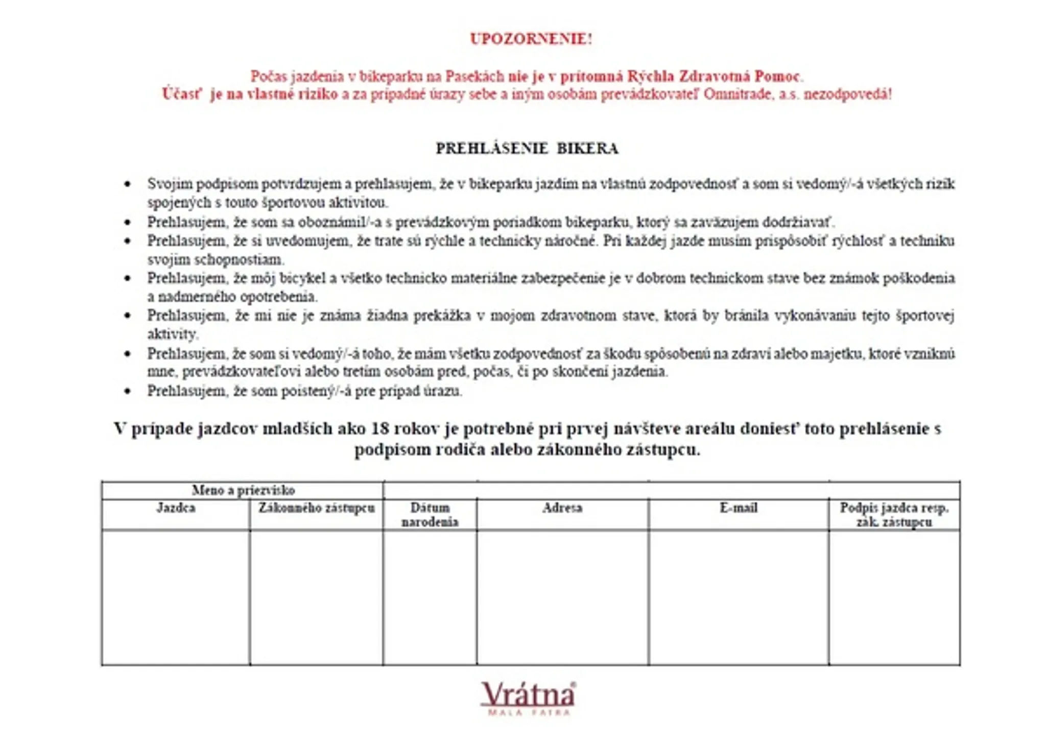 Vrátna Malá Fatra Chleb