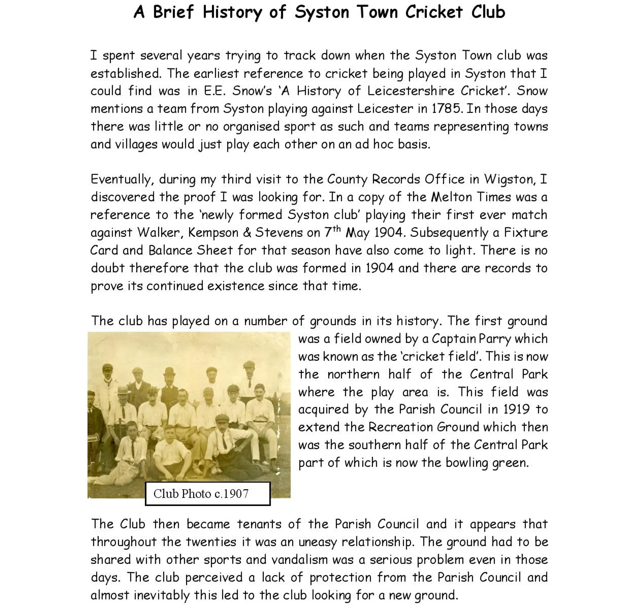 Syston Town Cricket Club