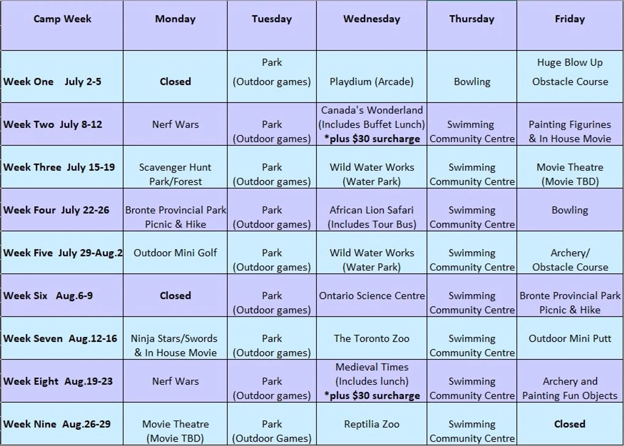 Summer Camps at Ridgeway Location Summer Camps at Ridgeway Location