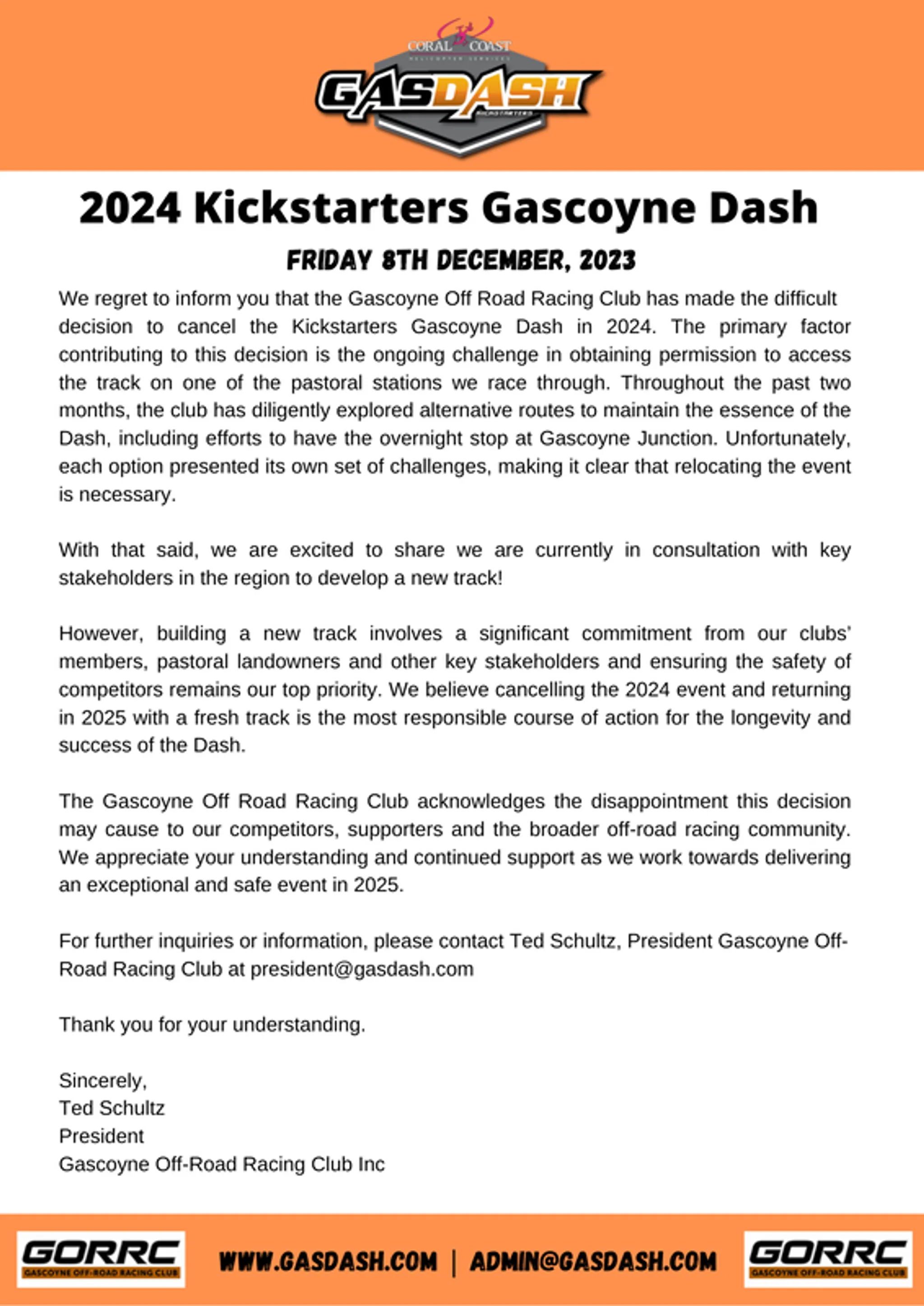 Kickstarters Gascoyne Dash Bike & Quad Entry