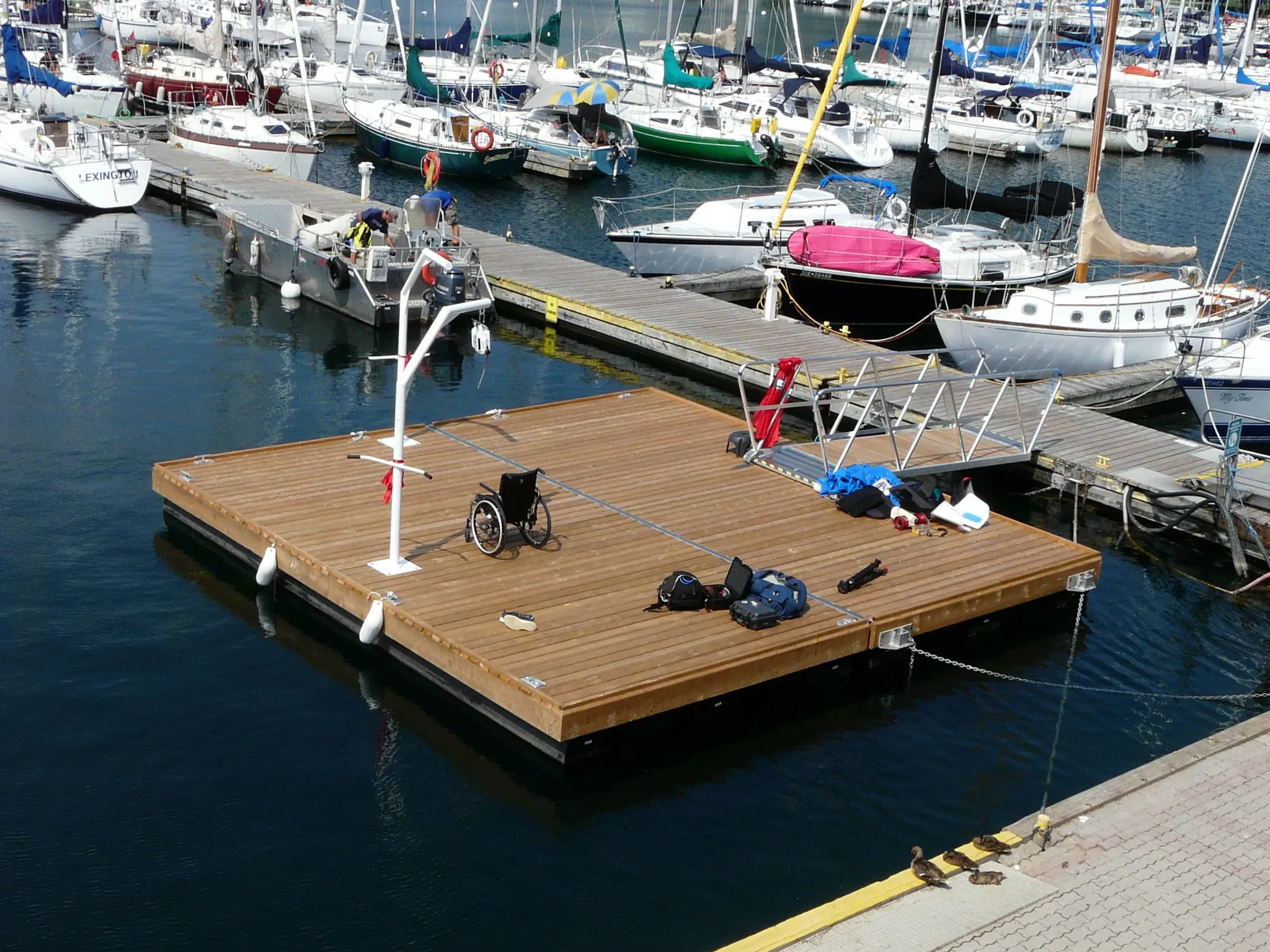 Docks floated to site & attached