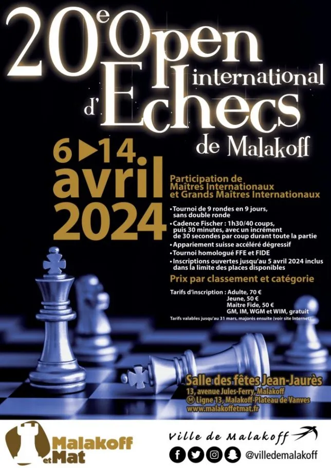 20ème tournoi d’échecs international de Malakoff 20ème tournoi d’échecs international de Malakoff