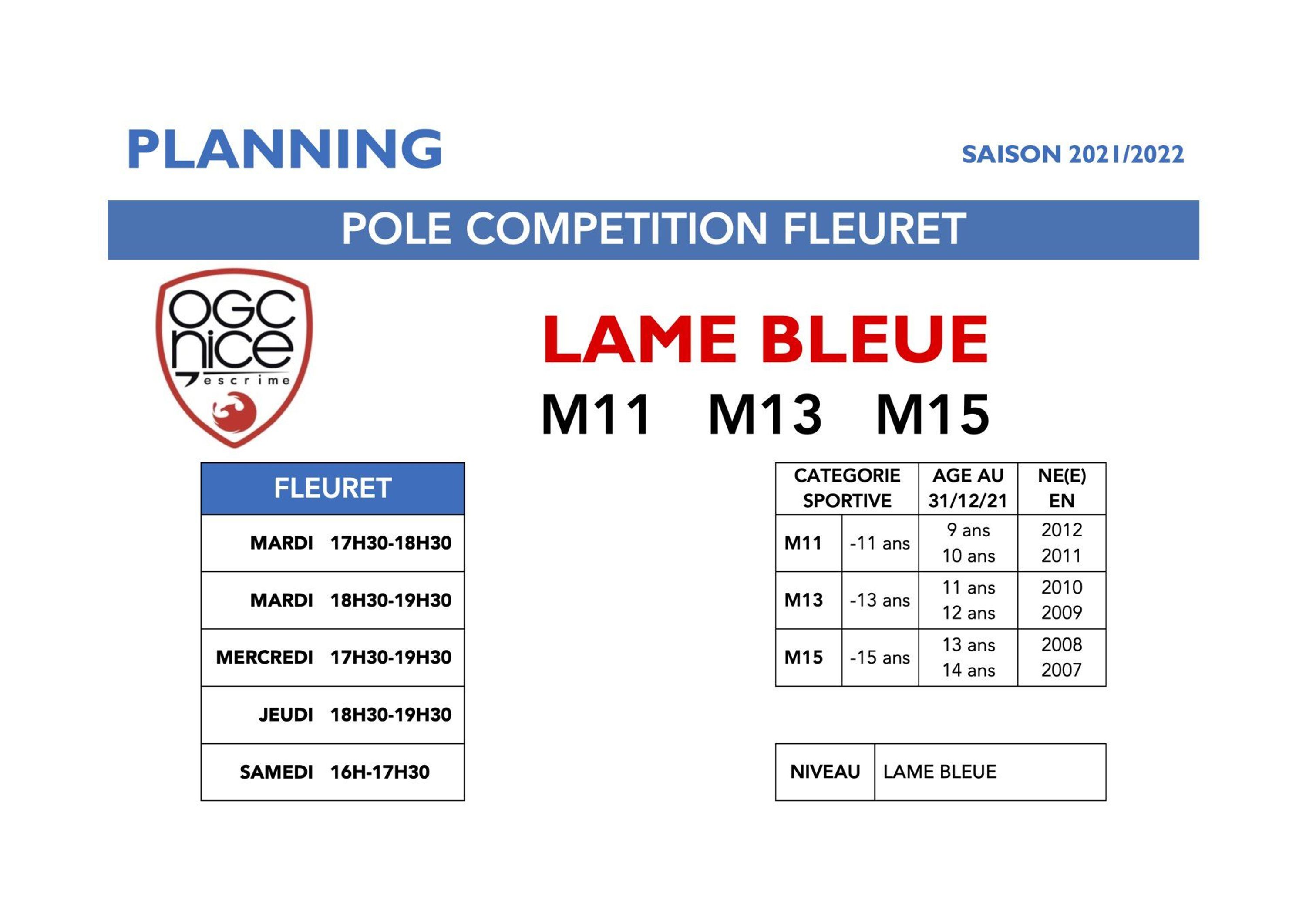 Animation Fleuret M15-M17-M20-Senior-Vétéran
