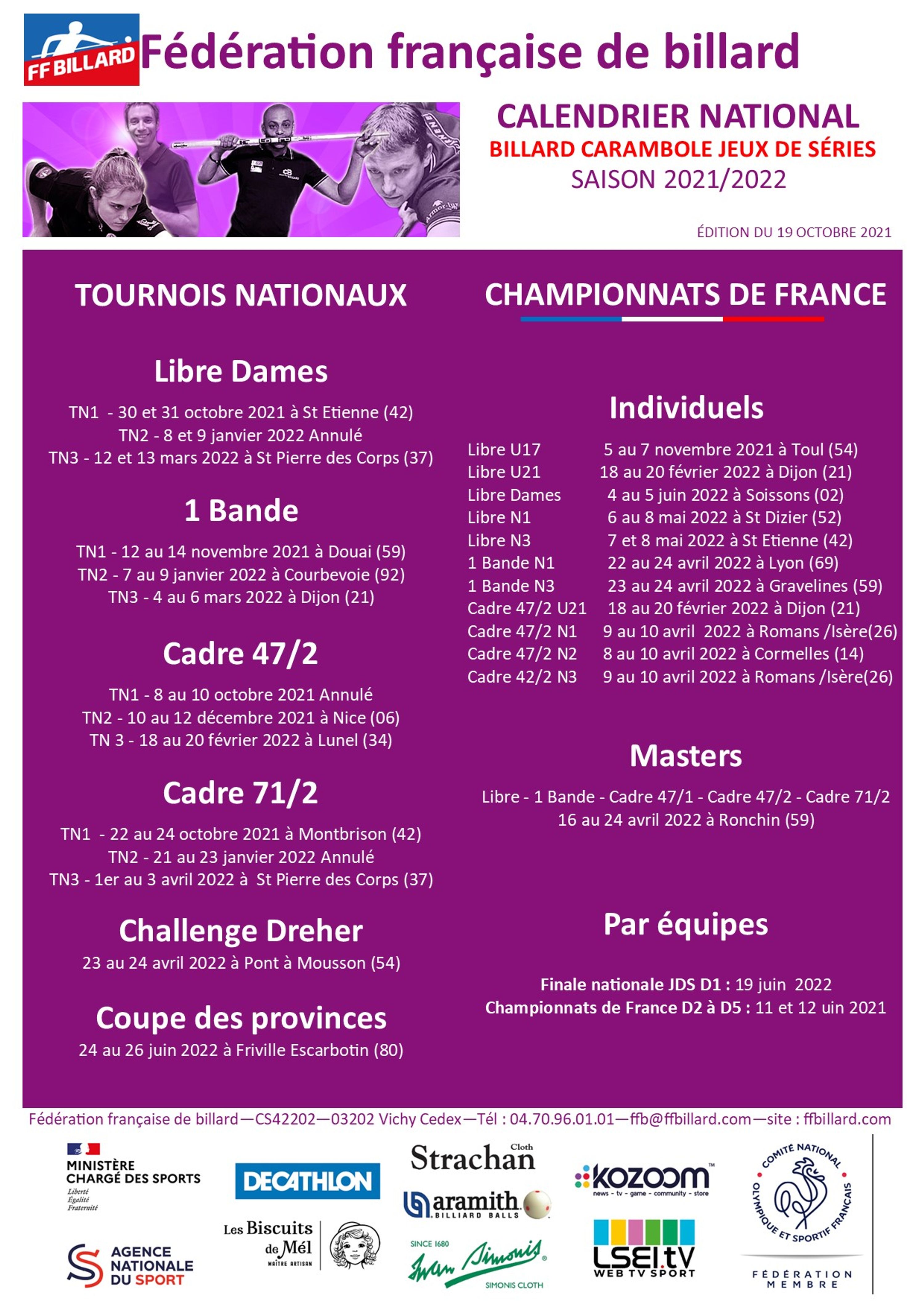 TOURNOI DE 3 BANDES OPEN DUCOS TOURNOI DE 3 BANDES OPEN DUCOS