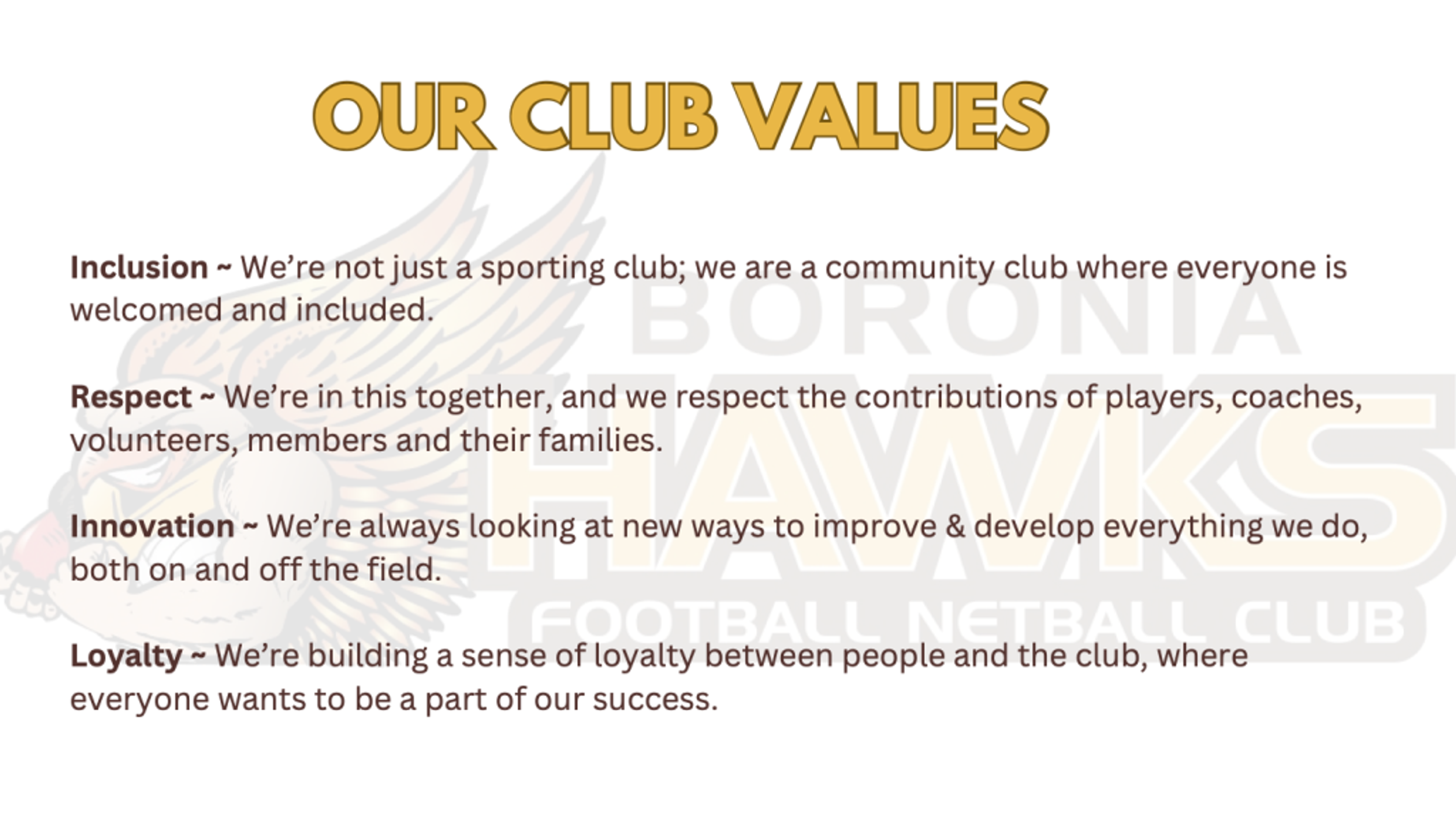 Boronia Hawks Football Netball Club