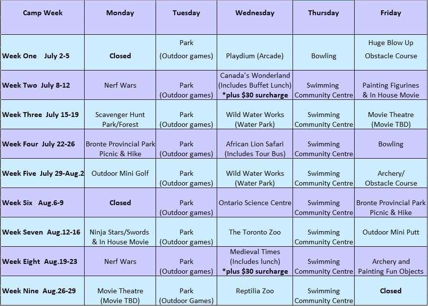 Summer Camps at Ridgeway Location