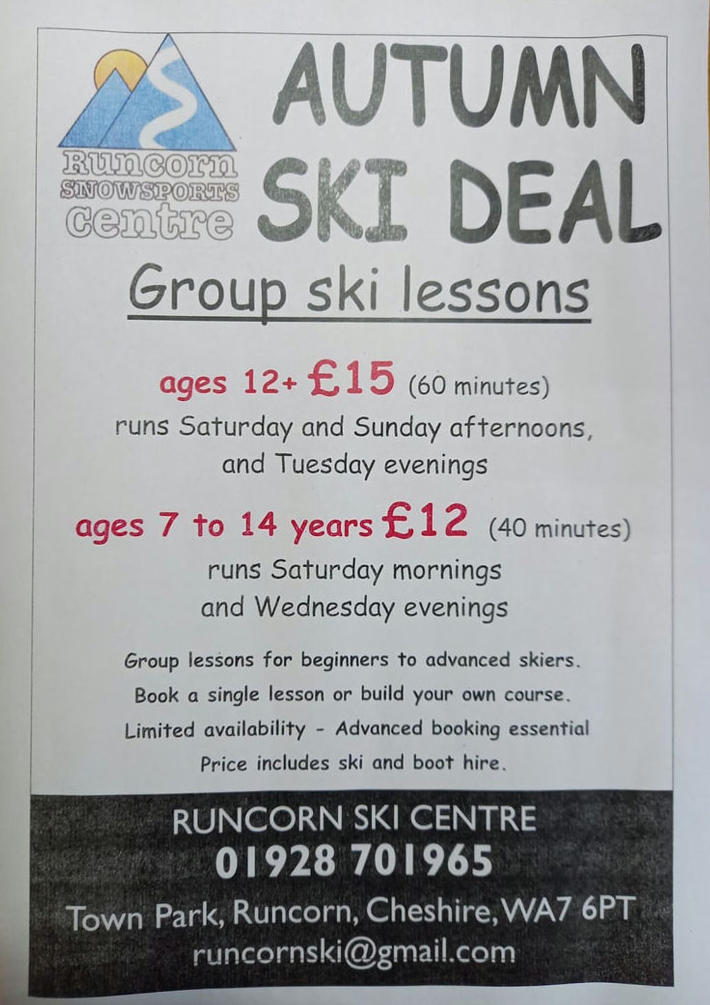 Runcorn Snowsports Centre Skiing or Tubing